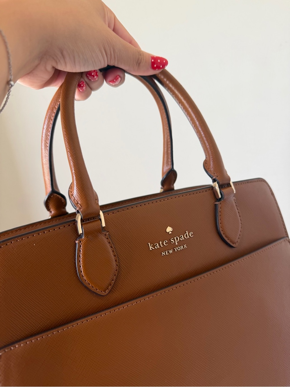 Kate Spade “Madison Saffiano” Leather Medium Satchel in the color Cavern Clay - Picture 10 of 11